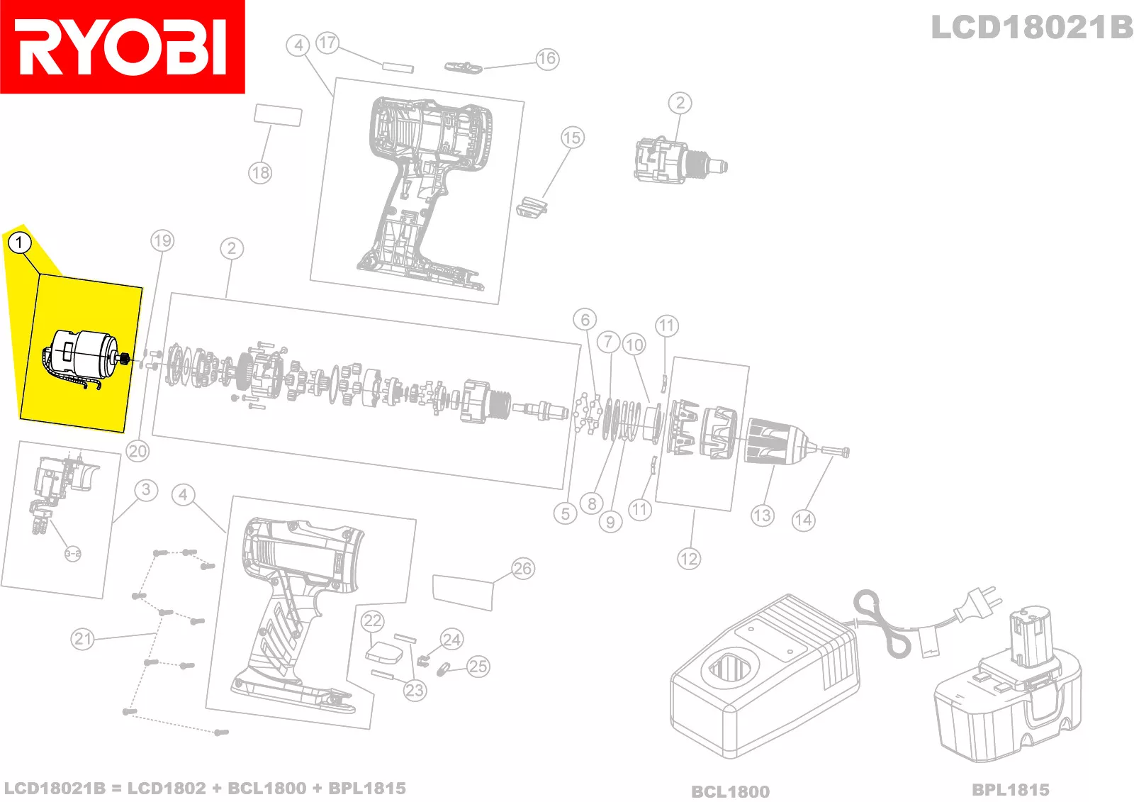 Moteur réf. 5131006713 Ryobi